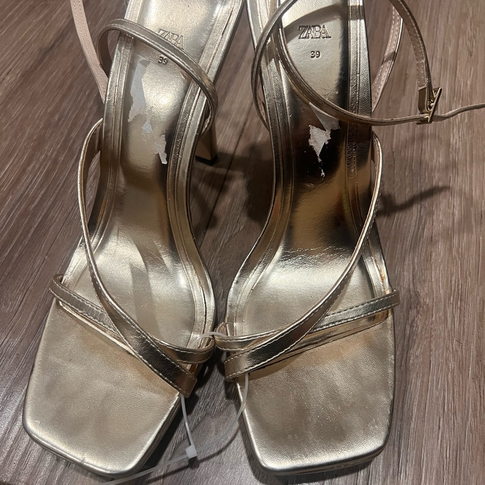 Zara heels gold hoco strappy
